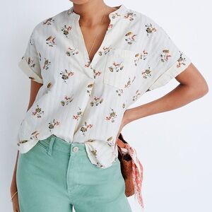 Madewell Bower Popover Shirt in Marseille Daisies Small